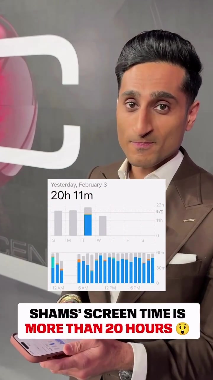 开云在线-高强度工作！Shams一天内手机屏幕使用时间高达20个小时11分钟
