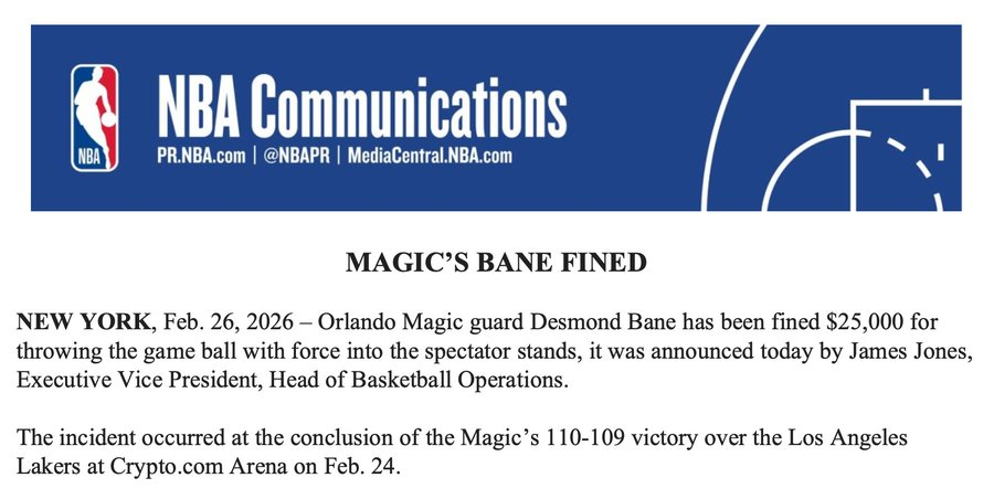 开云APP-NBA官宣两张罚单：华子贝恩用力把球扔向观众席 各罚25000美元